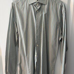 Taylor Byrd button down Comfort Shirts Green/Brown Long Sleeve Shirt, Size M